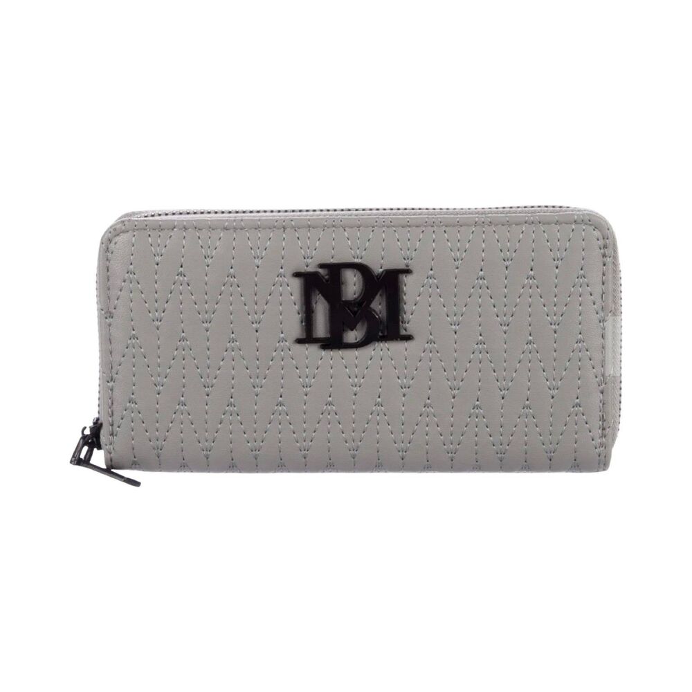 Badgley Mischka Gray Leather Logo Card Phone Continental Wallet NWT $40 MSRP